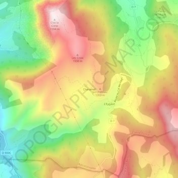 Mappa topografica Charamel, altitudine, rilievo
