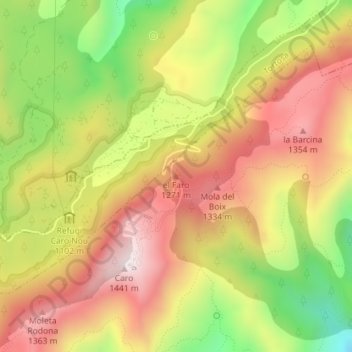 Mappa topografica el Faro, altitudine, rilievo