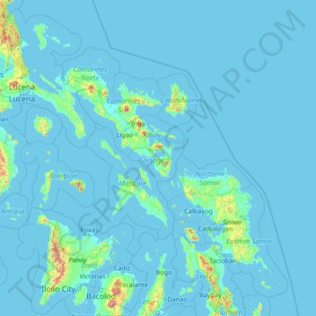 Mappa topografica Sorsogon, altitudine, rilievo