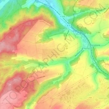 Mappa topografica Aixheim, altitudine, rilievo