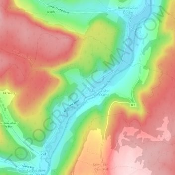 Mappa topografica Auvillard, altitudine, rilievo