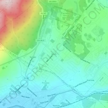Mappa topografica Eynon, altitudine, rilievo