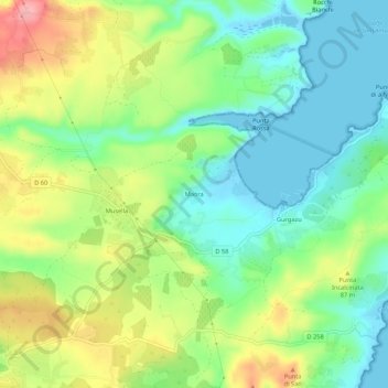 Mappa topografica Maora, altitudine, rilievo