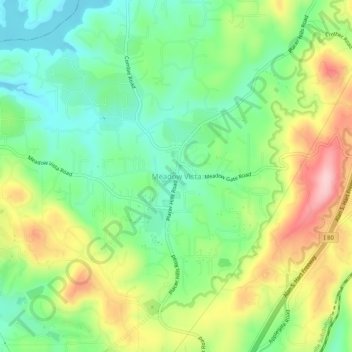Mappa topografica Meadow Vista, altitudine, rilievo