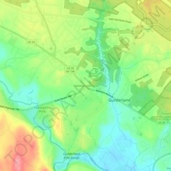 Mappa topografica Hartmans Corners, altitudine, rilievo