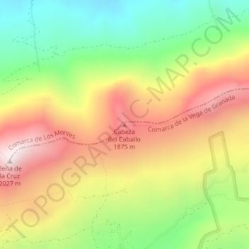 Mappa topografica Cabeza del Caballo, altitudine, rilievo