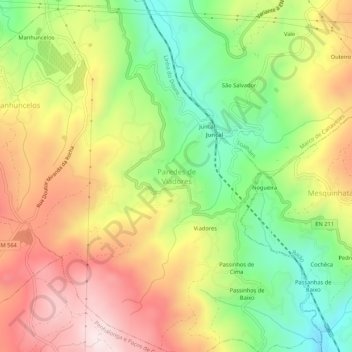 Mappa topografica Paredes de Viadores, altitudine, rilievo