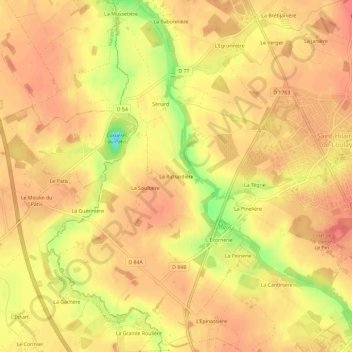 Mappa topografica La Richardière, altitudine, rilievo