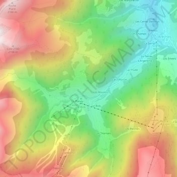 Mappa topografica La Dray, altitudine, rilievo
