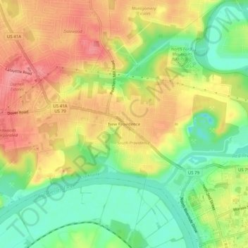Mappa topografica New Providence, altitudine, rilievo