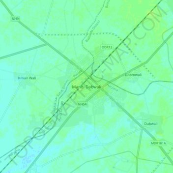 Mappa topografica Mandi Dabwali, altitudine, rilievo