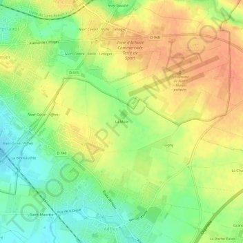 Mappa topografica La Moie, altitudine, rilievo