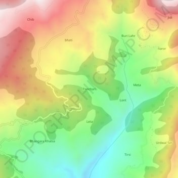 Mappa topografica Panchari, altitudine, rilievo