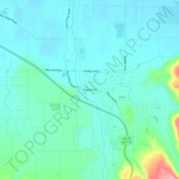 Mappa topografica Kelseyville, altitudine, rilievo