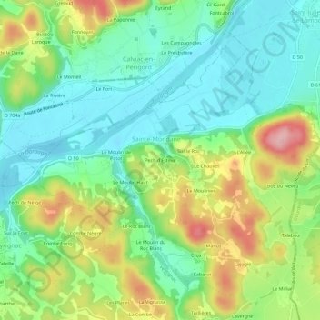 Mappa topografica Pech d'Estève, altitudine, rilievo
