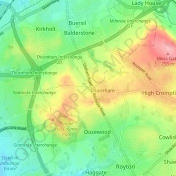 Mappa topografica Summit, altitudine, rilievo
