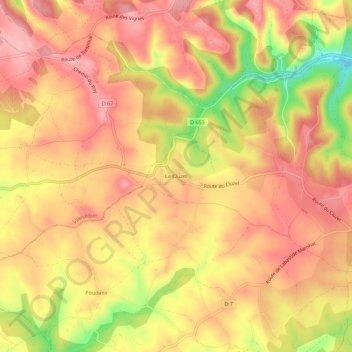 Mappa topografica Le Cluzel, altitudine, rilievo