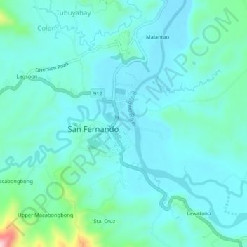 Mappa topografica Halapitan, altitudine, rilievo