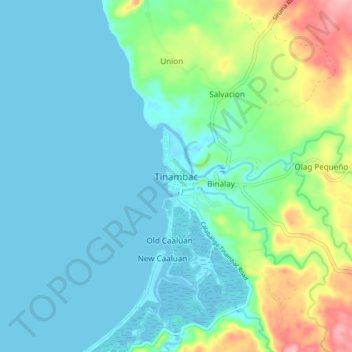 Mappa topografica Tinambac, altitudine, rilievo