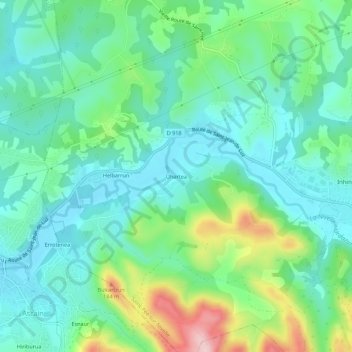 Mappa topografica Uhartea, altitudine, rilievo