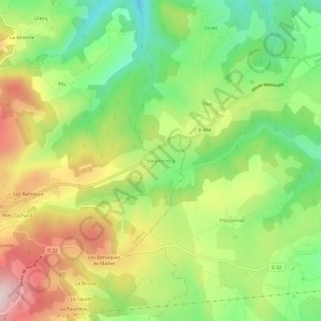 Mappa topografica Sommeriecq, altitudine, rilievo