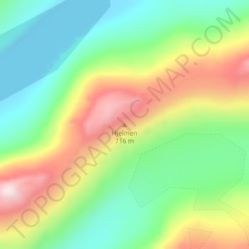 Mappa topografica Hjelmen, altitudine, rilievo