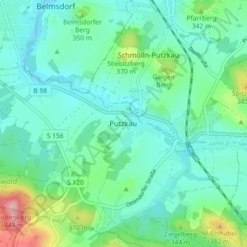 Mappa topografica Putzkau, altitudine, rilievo