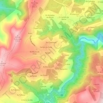 Mappa topografica Chao, altitudine, rilievo