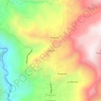 Mappa topografica La Cruz, altitudine, rilievo