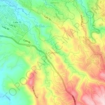 Mappa topografica Cañaveral, altitudine, rilievo
