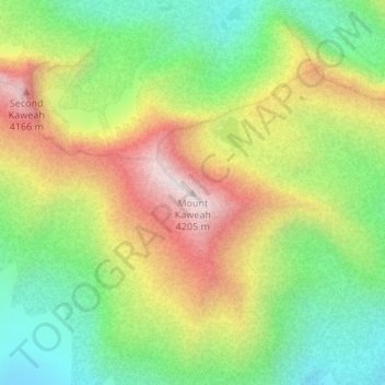 Mappa topografica Mount Kaweah, altitudine, rilievo