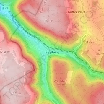 Mappa topografica Rippberg, altitudine, rilievo