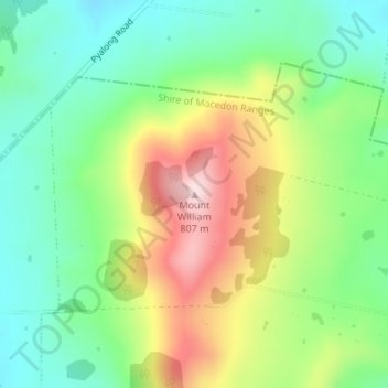 Mappa topografica Mount William, altitudine, rilievo
