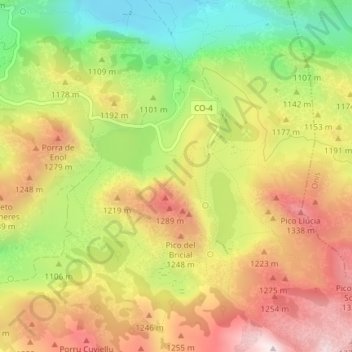Mappa topografica Lagos de Covadonga, altitudine, rilievo