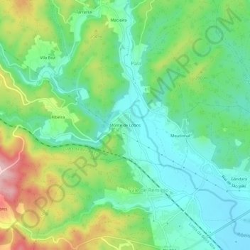 Mappa topografica Monte de Lobos, altitudine, rilievo