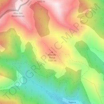 Mappa topografica Alto da Fiosa, altitudine, rilievo