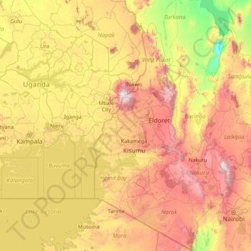 Mappa topografica Western, altitudine, rilievo