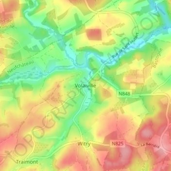 Mappa topografica Volaiville, altitudine, rilievo