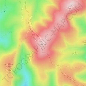 Mappa topografica Lowther Hill, altitudine, rilievo