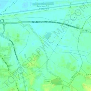 Mappa topografica Grecciano, altitudine, rilievo