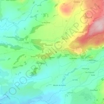 Mappa topografica Sarailloux, altitudine, rilievo