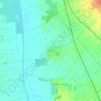 Mappa topografica Frassineto, altitudine, rilievo