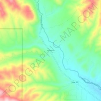 Mappa topografica Mimbres, altitudine, rilievo
