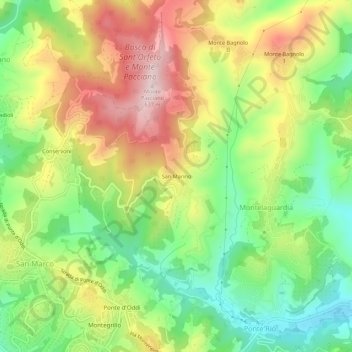 Mappa topografica San Marino, altitudine, rilievo