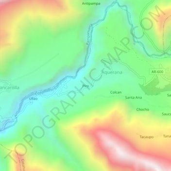 Mappa topografica Piro, altitudine, rilievo
