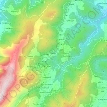 Mappa topografica Barces, altitudine, rilievo