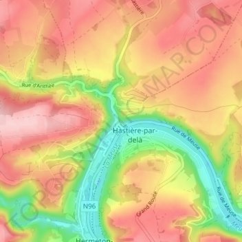 Mappa topografica Hastière-Lavaux, altitudine, rilievo