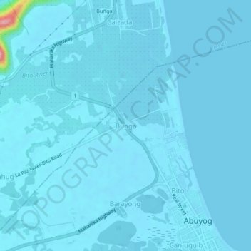 Mappa topografica Bunga, altitudine, rilievo