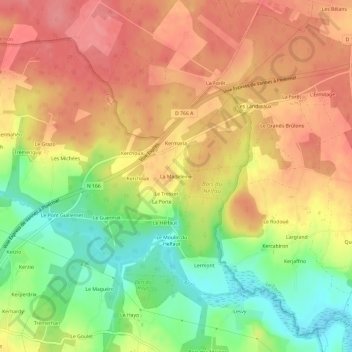 Mappa topografica La Madeleine, altitudine, rilievo