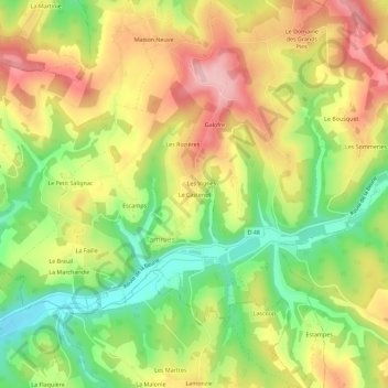 Mappa topografica Le Castenet, altitudine, rilievo
